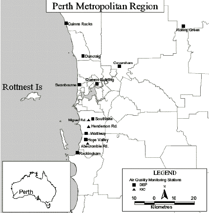 Perth map air mon. stations